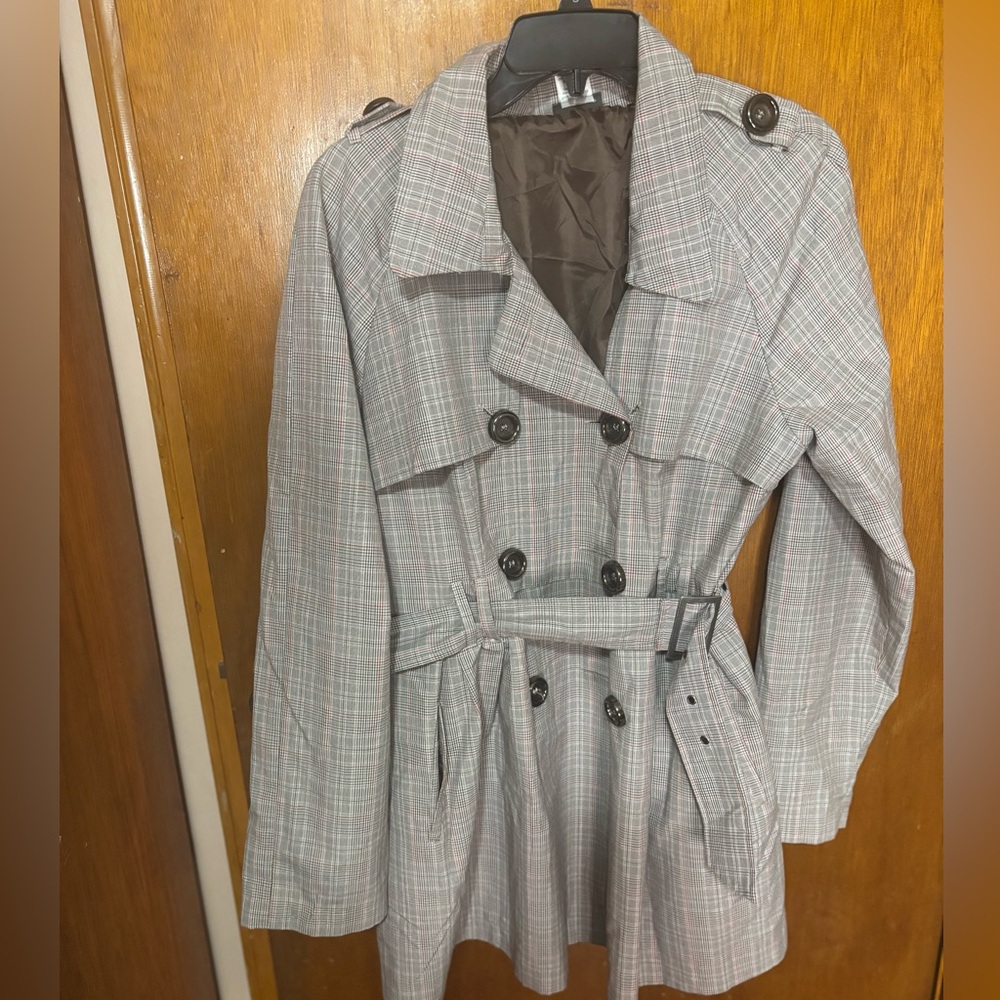 Plaid Double-Breasted Women's dots xl jacket p coat with tie luxury old money
